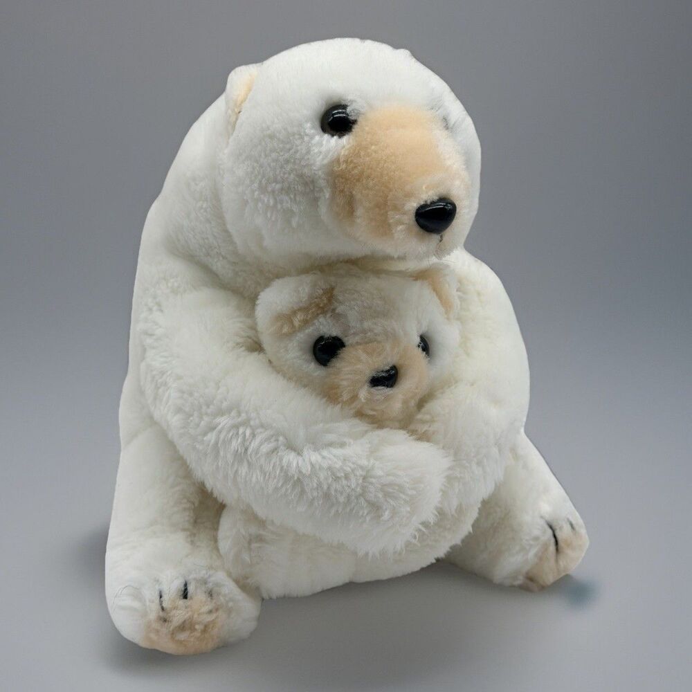Vintage Plush Klondike Bars Polar Bear Advertising Mom Momma Baby White Isaly’s